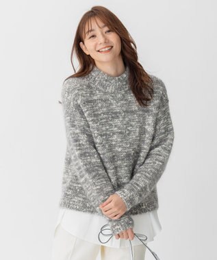 自由区 L カラーミックスツイード クロップドニット ライトグレー系8