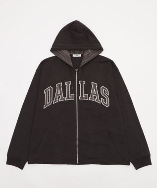 WEGO 【ユニセックス着用ITEM/MLサイズ展開】スラブチェックロゴジップパーカー ブラック中濃色