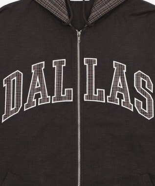 WEGO 【ユニセックス着用ITEM/MLサイズ展開】スラブチェックロゴジップパーカー ブラック中濃色