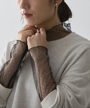 AMERICAN HOLIC ドットチュールハイネックプルオーバー Black