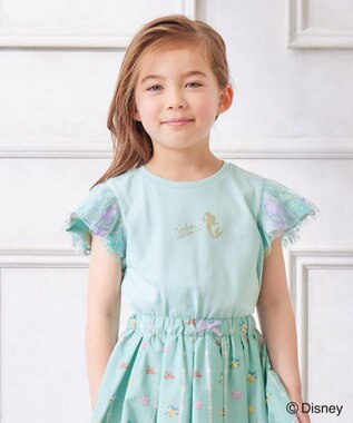 ANY KIDS 【ディズニープリンセス】袖 刺繍 Tシャツ ミント<アリエル>