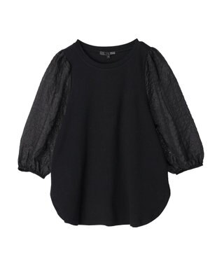 Green Parks ・ＳＵＧＡＲ　ＳＰＯＯＮ　シャーリング袖プルオーバー Black