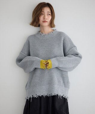 YECCA VECCA ダメージルーズニット Blue