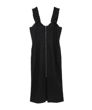 Green Parks フロントジップキャミワンピース Black