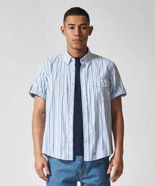 J.PRESS MEN オーガニックコットンダブルチューブマルチストライプシャツ