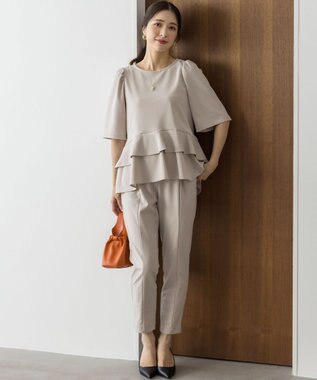 組曲 S 【ご好評につき追加生産！】ジョーゼットジャージースタイルアップ パンツ ベージュ系