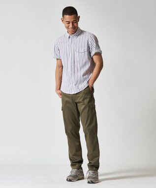 J.PRESS MEN オーガニックコットンダブルチューブマルチストライプシャツ ワイン系1