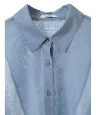 earth music&ecology バックスリットシアーシャツ Blue
