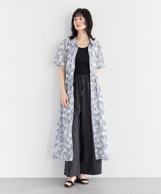 YECCA VECCA サファリ柄フレアシャツワンピース Off White