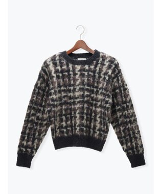 Te chichi チェックジャガードニットプルオーバー ネイビー