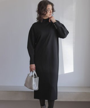 組曲 【WEB限定】スムースストレッチニット ワンピース ブラック系