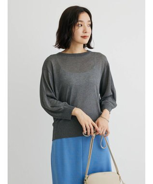 Green Parks ・ＥＬＥＮＣＡＲＥ　ＤＵＥバックパールシアー５分ニット Gray