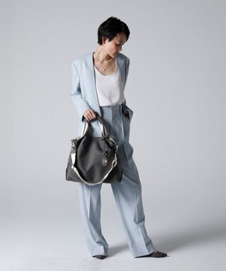 TOPKAPI 【TREASURE TOPKAPI】ストライプハンドル ナイロン 2way トートバッグ A4対応 ダークグレー