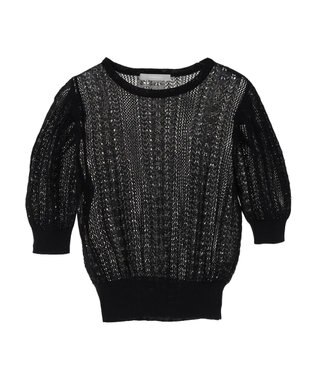 Green Parks ａ．透かし柄ニットプルオーバー Black