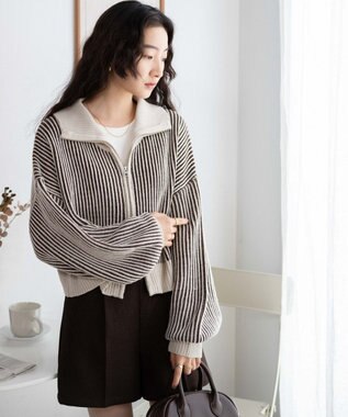 WEGO ダブルジップショートカーデ ベージュ