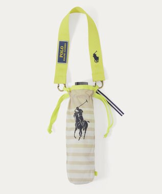 MOONBAT POLO RALPH LAUREN(ポロ ラルフローレン)ポロポニー ボーダー 折りたたみ傘 簡単開閉 ベージュ