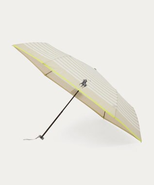 MOONBAT POLO RALPH LAUREN(ポロ ラルフローレン)ポロポニー ボーダー 折りたたみ傘 簡単開閉 ベージュ