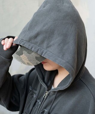 WEGO ヴィンテージウォッシュパッチワークBIGZIPパーカー スミクロ