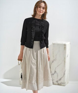 組曲 シアーニット フリルカーディガン ブラック系