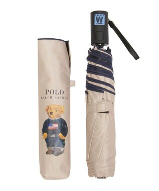 MOONBAT 【自動開閉】POLO RALPH LAUREN 遮光 晴雨兼用 折りたたみ日傘 無地 ポロベア ベージュ