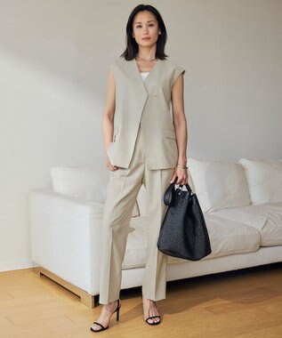 ICB L 【接触冷感・速乾・洗える】T.R.Liプレーンウィーブ ストレートパンツ フラックス系