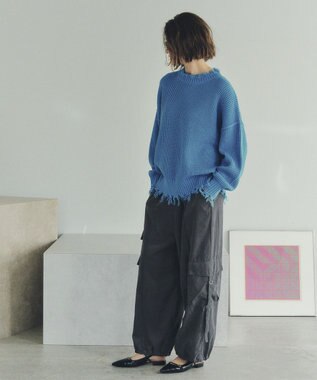 YECCA VECCA ダメージルーズニット Blue