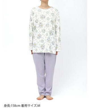 WACOAL ワコール_リラックス＆スリープ パジャマ 綿100%(本体) あったか 長袖 長ズボン ミントン レディース NDW457 /ワコール ホワイト