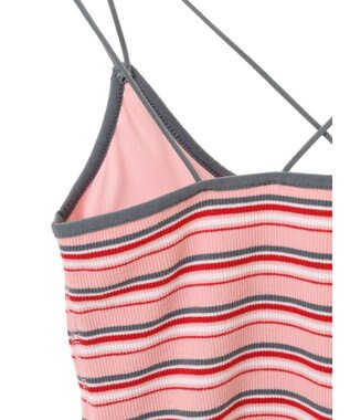 earth music&ecology コード付きキャミソール Border Pink