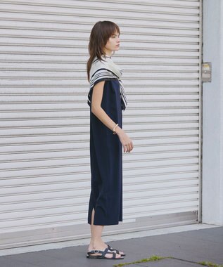 uncrave クールタッチツイル ノースリーブワンピース ダークネイビー