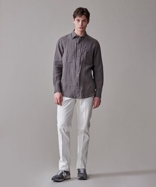 J.PRESS MEN 洗練されたデザインと機能性【ストレッチ】トリコチン ステムテーパード パンツ ホワイト系