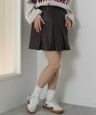 WEGO PUプリーツスカパン ブラウン