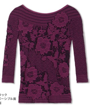 Chacott 【ノーソーイングニット】リバーシブルボートネックトップ ブラック