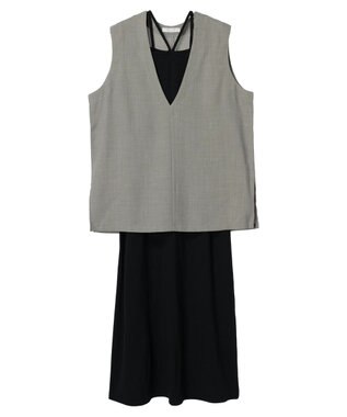 Green Parks ＳＥＴ２点ベスト＋マルチストラップワンピース Gray