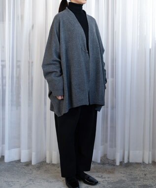 muuc 〈希少な素材〉〈高級15.5マイクロン長極細メリノウール100%〉〈ユニセックス〉ウルグアイウールのジャケットカーディガン グレー