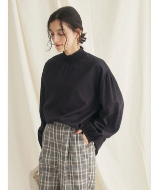 CRAFT STANDARD BOUTIQUE インドコットンシャーリングハイネックブラウス Black