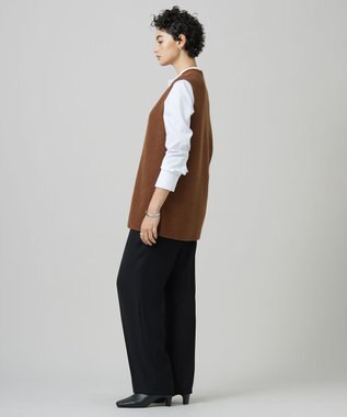 ICB L 【洗える】ライトダブルクロス ストレートパンツ ブラック系