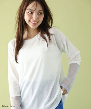 Green Parks Ｍｉｆｆｙ／袖配色シアーープルオーバー White