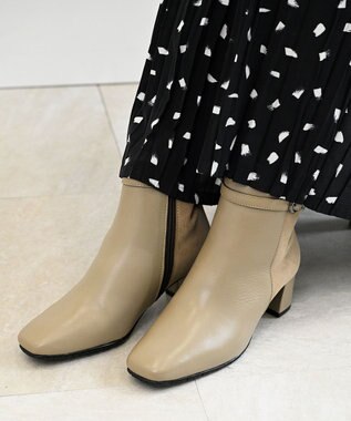 Pointer 本革スエードコンビショートブーツ グレージュ(コンビ)