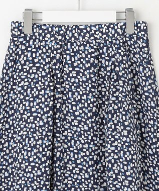 自由区 L 【カタログ掲載・セットアップ対応・洗える】ジオメトリックフラワードットプリント スカート ネイビー系