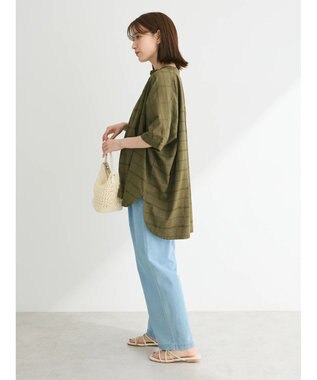 Green Parks インド綿 チェックドビーブラウス Khaki