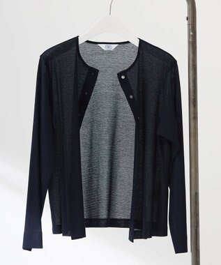 J.PRESS LADIES L シアータックフライス カーディガン ブラック系