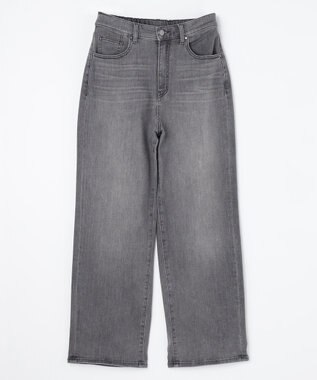 ANY L 【ウエストゴム】ストレートワイドデニム フェードブラック