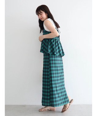 Green Parks チェックペプラムキャミワンピース Green