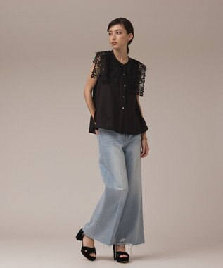 GRACE CONTINENTAL パターンレースカラーブラウス ブラック