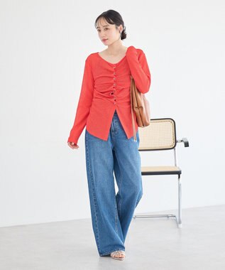 earth music&ecology ウエストアシメデニムパンツ Medium Indigo