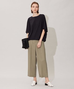 ICB 【WEB限定カラーあり】FluidBackSatin ワイドクロップドパンツ オリーブ系