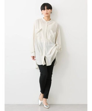 AMERICAN HOLIC イージーケア＋接触冷感　Ｗポケットシャツチュニック Stripe Ivory