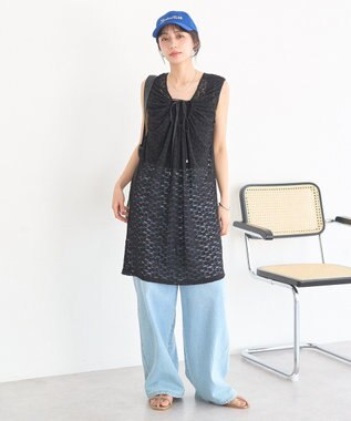 earth music&ecology 【2WAY】レースギャザーワンピース Black