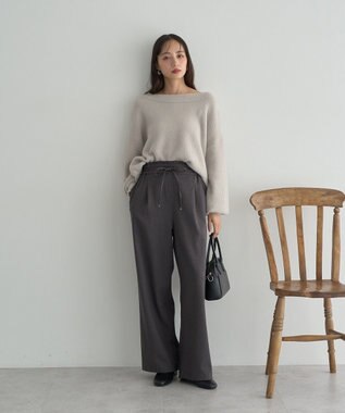 earth music&ecology ＴＲワイドパンツ Dark Gray Mixture