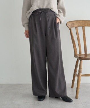 earth music&ecology ＴＲワイドパンツ Dark Gray Mixture
